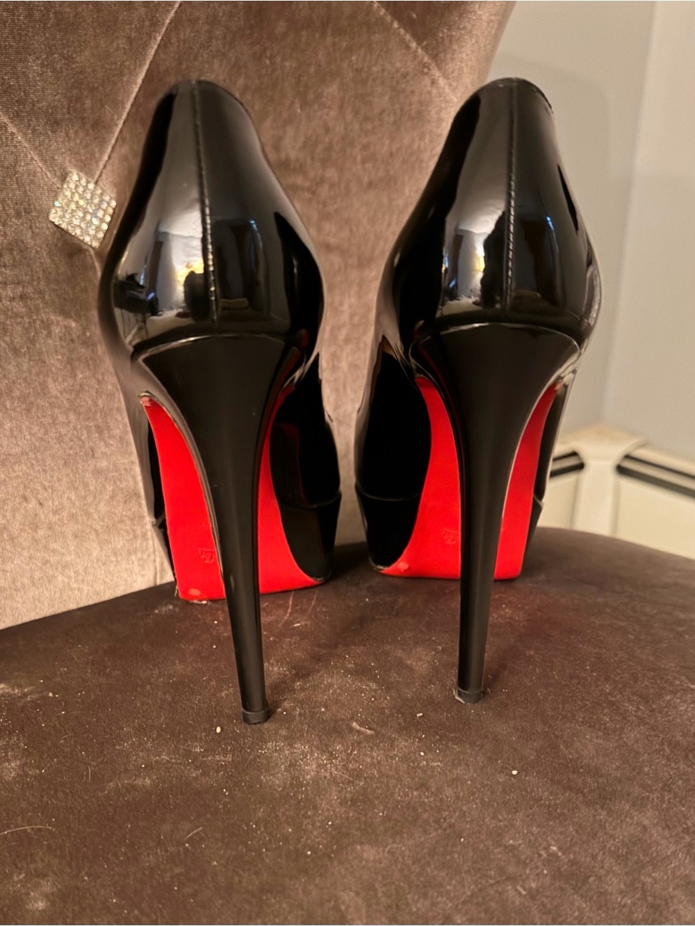 Black Patent High Heel Pumps with Red Sole - Women's Elegant Stiletto